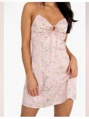 Kittenish Light Pink Floral Mini Slip Dress